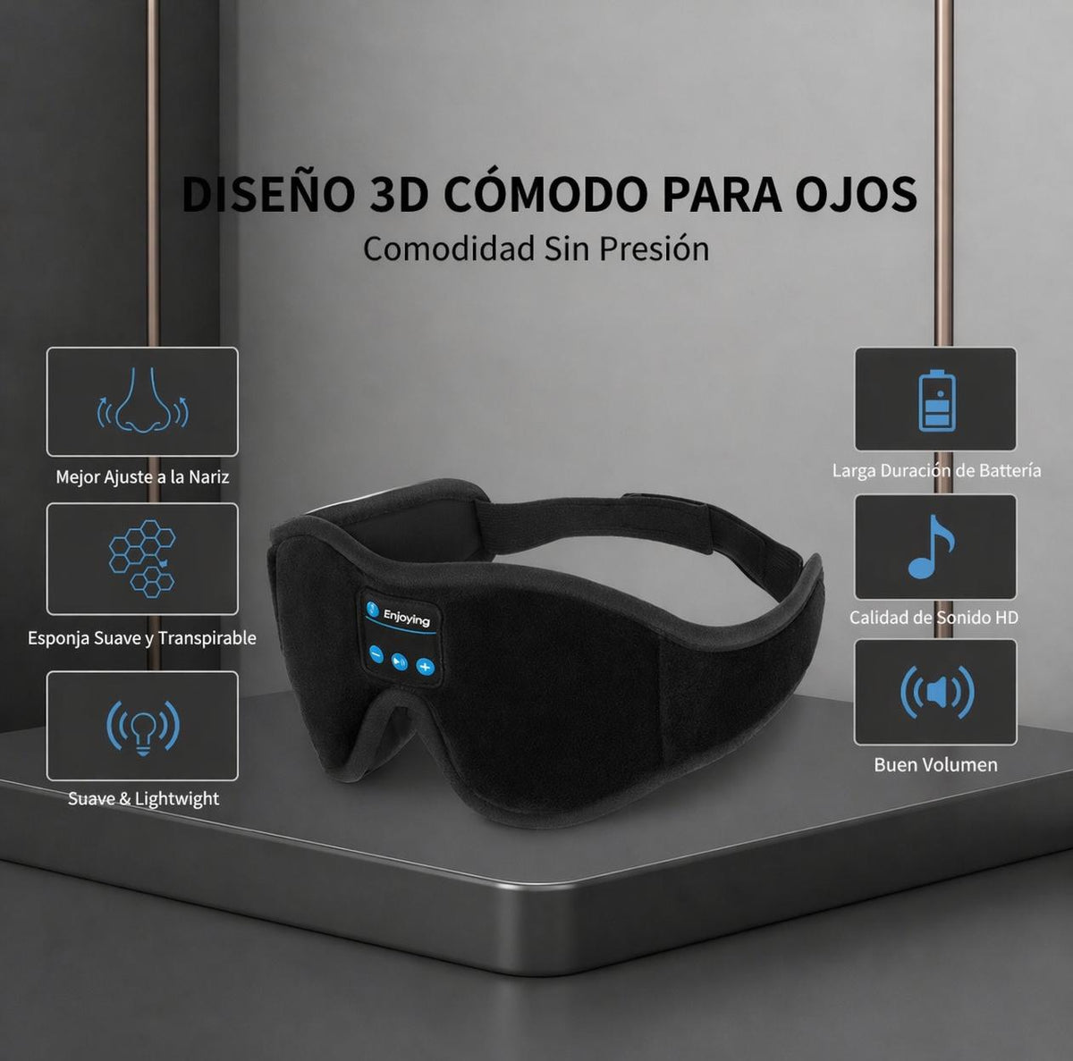 Antifaz Bluetooth 3 en 1 para Dormir