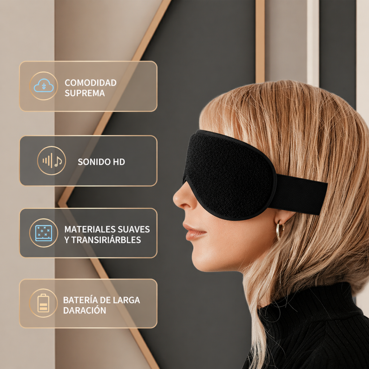 Antifaz Bluetooth 3 en 1 para Dormir